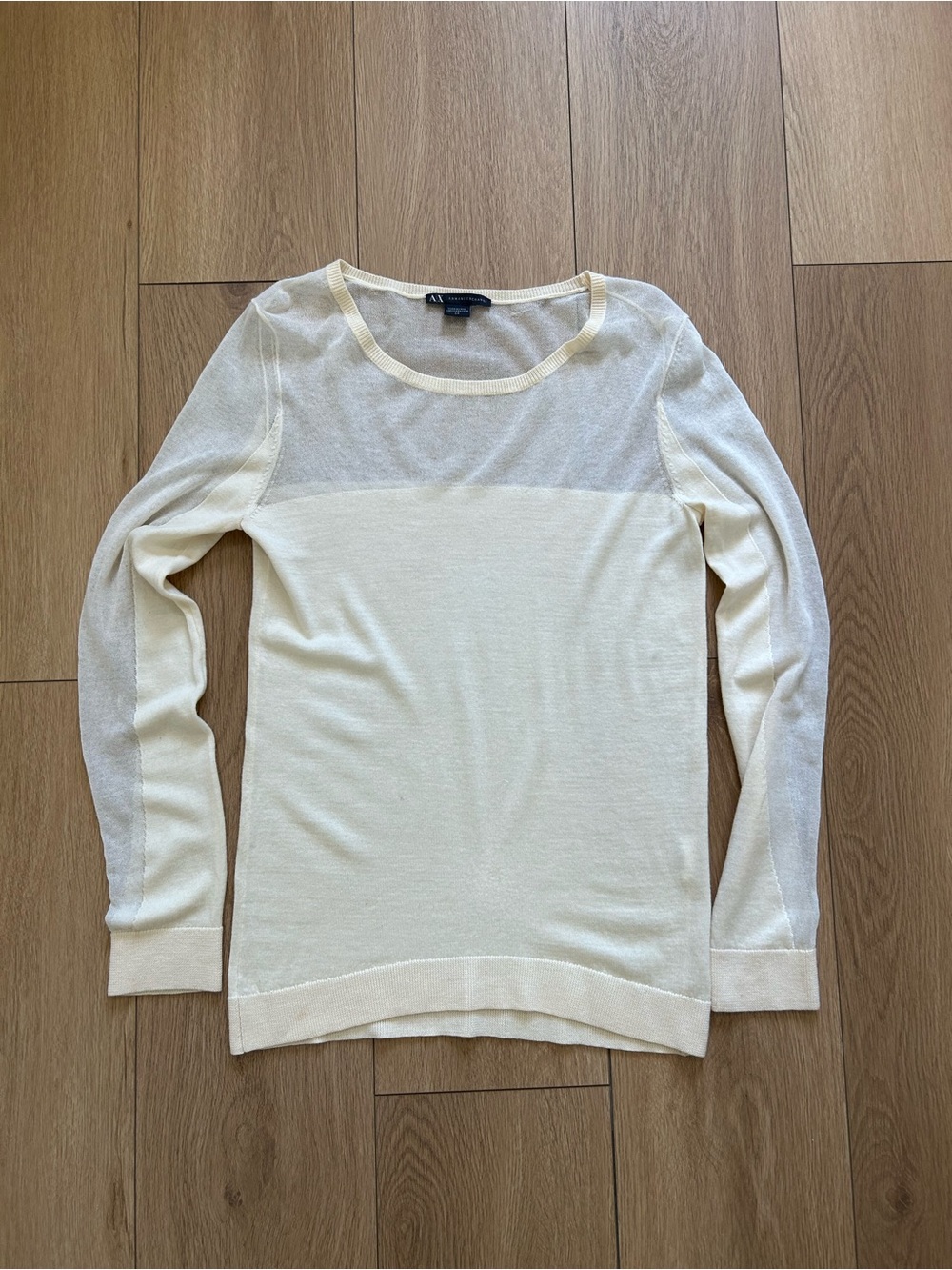 Armani Exchange Cream Scoop Neck Lightweight Top